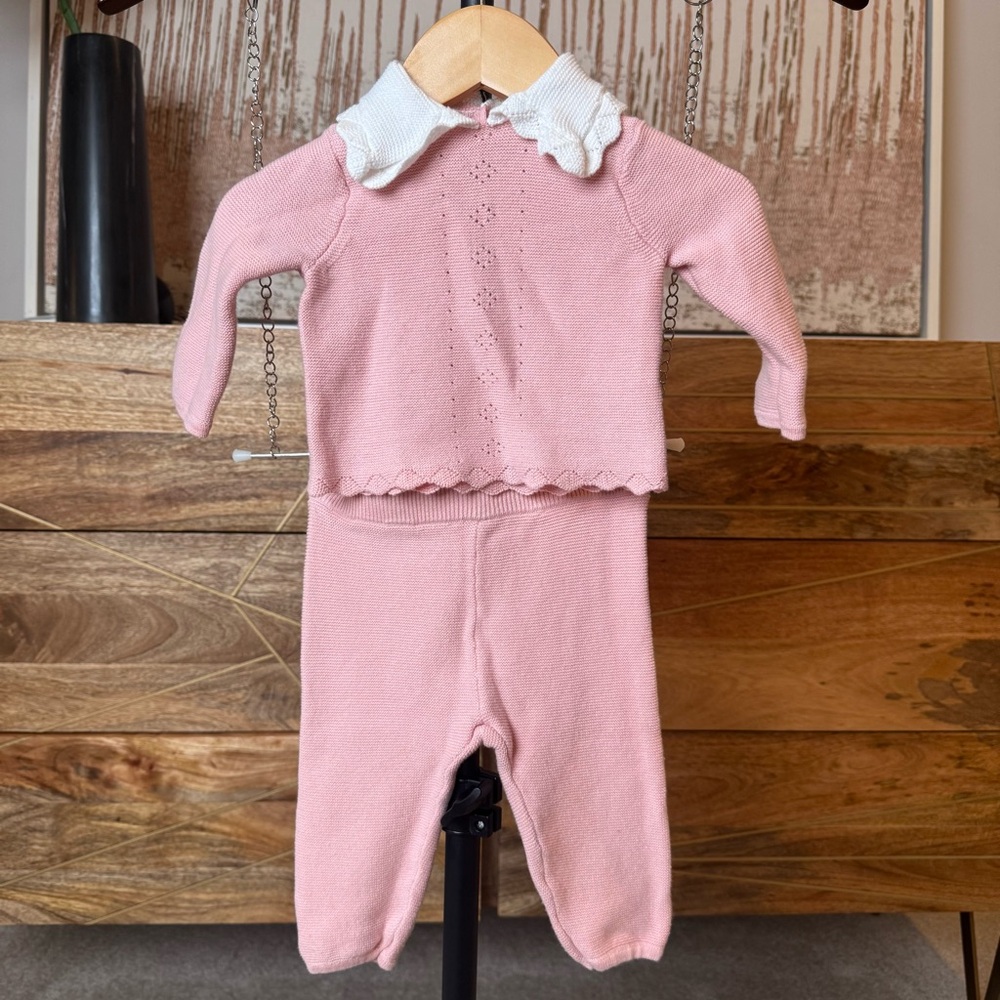 Janie and Jack Pink Knit Pant Set 0–3 Months baby girl Sweater & Pants set - Picture 1 of 3